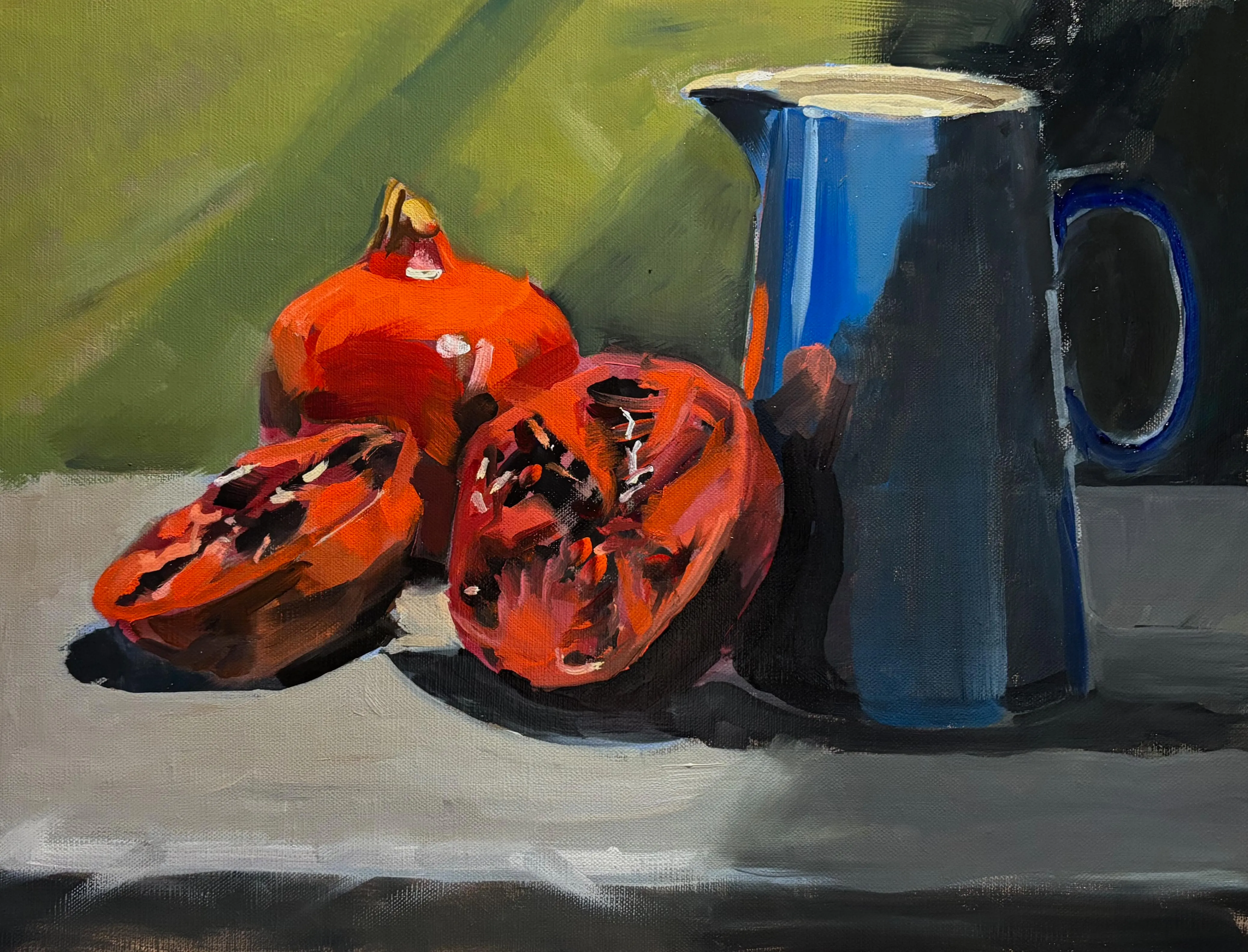 Pomegranates and blue jug