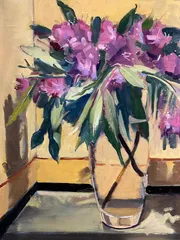 Rhododendron in Glass Vase